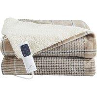 DREAMLAND Nap Time Electric Overblanket - Beige Tartan, 180 x 135 cm