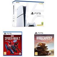 PlayStation 5 (Model Group - Slim), Wreckfest & Marvel's Spider-Man 2 Bundle, White