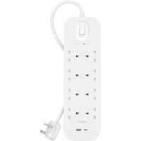 BELKIN SRB003af2M Surge Protected 8-Socket Extension Lead with USB - 2 m