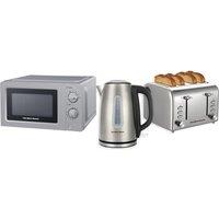 HAMILTON BEACH Rise Brushed HBKTMB Solo Microwave, Electric Kettle & 4-Slice Toaster Bundle - Silver, Silver/Grey