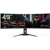 GIGABYTE AORUS CO49DQ UltraWide Dual Quad HD 49" Curved OLED Gaming Monitor - Black, Black