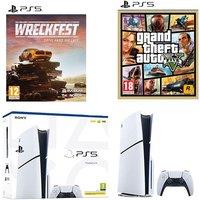 PlayStation 5 (Model Group - Slim), Grand Theft Auto V & Wreckfest Bundle, White