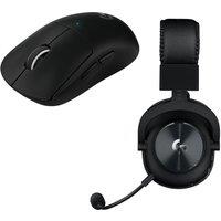 Logitech Superlight X LightSpeed PRO X Wireless Gaming Mouse & PRO X Wireless Gaming Headset Bundle, Black