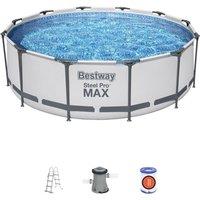 BESTWAY 12ft x 39.5" Steel Pro Max BW56418GB-21 Round Swimming Pool - Grey