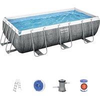 BESTWAY 13.3 ft Power Steel BW56721GB-21 Rectangular Swimming Pool - Rattan