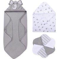 MOMCOZY M19FWXY01-US Baby Hooded Towel Set - Grey