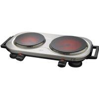 QUEST 37259 Double Ceramic Hot Plate - Black & Silver, Black,Silver/Grey