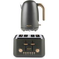 SALTER COMBO-9354 Pebble Jug Kettle & 4-Slice Toaster Bundle - Charcoal, Black