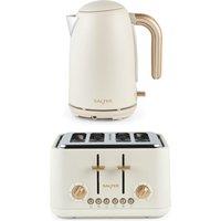 SALTER COMBO-9355 Pebble Jug Kettle & 4-Slice Toaster Bundle - Stone, Cream