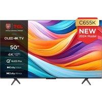 50 TCL 50C655K Smart 4K Ultra HD HDR QLED TV with Google Assistant & Amazon Alexa, Silver/Grey