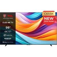 TCL 98C655K 98" Smart 4K Ultra HD HDR QLED TV with Google Assistant & Amazon Alexa, Silver/Grey