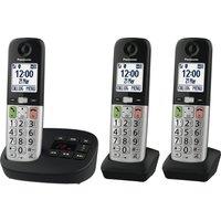 PANASONIC KX-TGU433EB Cordless Phone - Triple Handsets, Silver & Black, Black,Silver/Grey