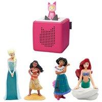 Tonies Toniebox Starter Set (Pink) & Encanto, The Little Mermaid, Moana and Elsa - Disney Audio Figure Bundle