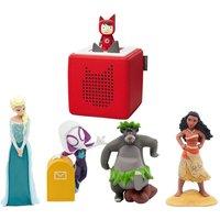 Tonies Toniebox Starter Set (Red) & Elsa, Ghost Spider (Spidey And His Amazing Friends), Baloo and Moana - Disney Audio Figure Bundle
