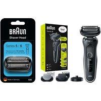 Braun Series 5 50-B1200s Wet & Dry Foil Shaver (Black & White) & Series 5 & 6 New Gen 53B Electric Shaver Head Replacement (Black) Bundle, Black