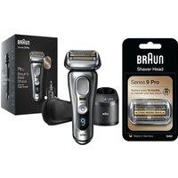 Braun Series 9 Pro 9467CC Wet & Dry Foil Shaver & SmartCare Centre (Silver) & Series 9 94M Electric Shaver Head Replacement (Silver) Bundle, Silver/Grey