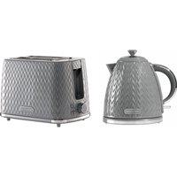 DAEWOO Argyle SDA1871GE Jug Kettle & 2-Slice Toaster Bundle - Grey, Silver/Grey