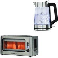 DAEWOO SDA2646GE Jug Kettle and 2-Slice Toaster Bundle - Transparent Silver, Silver/Grey