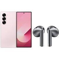 Samsung Galaxy Z Fold6 & Galaxy Buds3 Wireless Bluetooth Noise-Cancelling Earbuds Bundle - 256 GB, Pink, Pink