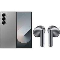 Samsung Galaxy Z Fold6 & Galaxy Buds3 Wireless Bluetooth Noise-Cancelling Earbuds Bundle - 512 GB, Silver, Silver/Grey