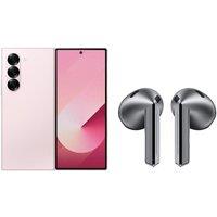 Samsung Galaxy Z Fold6 & Galaxy Buds3 Wireless Bluetooth Noise-Cancelling Earbuds Bundle - 512 GB, Pink, Pink