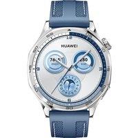 HUAWEI Watch GT 5 - Silver, Blue Woven Nylon Strap, 46 mm, Silver/Grey,Blue