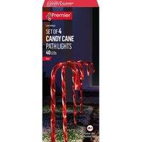 PREMIER Red Candy Cane Path Light with 40 LEDs - 62 cm, Pack of 4