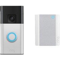 RING Battery Video Doorbell with Chime (2nd Gen) - Satin Nickel, Silver/Grey