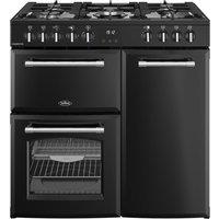 BELLING Farmhouse 90DF Dual Fuel Range Cooker - Black & Chrome, Black,Silver/Grey