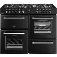 BELLING Farmhouse 110DF Dual Fuel Range Cooker - Black & Chrome, Silver/Grey,Black