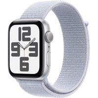 APPLE Watch SE - 44 mm Silver Aluminium Case with Blue Cloud Sport Loop, Silver/Grey,Blue
