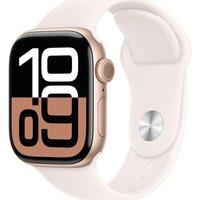 APPLE Watch Series 10 - 42 mm Rose Gold Aluminium Case with Light Blush Sport Band, S/M, Pink,Gold