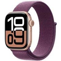 APPLE Watch Series 10 - 42 mm Rose Gold Aluminium Case with Plum Sport Loop, Purple,Gold