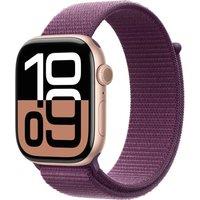 APPLE Watch Series 10 - 46 mm Rose Gold Aluminium Case with Plum Sport Loop, Purple,Gold