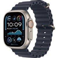 APPLE Watch Ultra 2 Cellular - 49 mm Natural Titanium Case with Navy Ocean Band, Silver/Grey,Blue