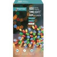 PREMIER 600 Multi-Colour LED Battery String Lights with Timer - 60 m