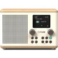 PURE Classic H4 DABﱓ Bluetooth Radio - Cotton White & Oak, White,Brown