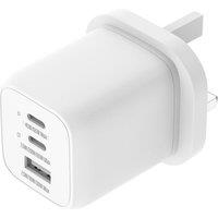 GOJI 65 W Dual USB Type-C & USB Type-A Charger, White