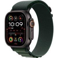 APPLE Watch Ultra 2 Cellular - 49 mm Black Titanium Case with Dark Green Alpine Loop, Large, Black,Green