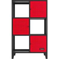 X ROCKER Mesh-Tek Tall 6 Cube Storage Cabinet - Black & Red, Black,Red