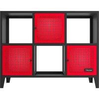 X ROCKER Mesh-Tek Wide 6 Cube Storage Cabinet - Black & Red, Black,Red