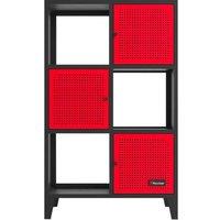 X ROCKER Mesh-Tek Tall 6 Cube Storage Cabinet - Black & Red, Black,Red