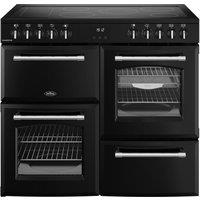 BELLING Farmhouse 100E Electric Ceramic Range Cooker - Black & Chrome, Black