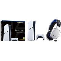 PlayStation 5 (Model Group - Slim) & Arctis 7P Wireless 7.1 Gaming Headset Bundle - White, White