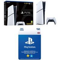 PlayStation 5 (Model Group - Slim) & Gift Card (£50) Bundle, White