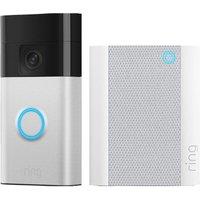 Ring Battery Video Doorbell (3rd Gen, Satin Nickel) & Chime (2nd Gen) Bundle, Silver/Grey