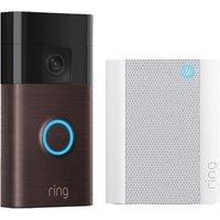 Ring Battery Video Doorbell (3rd Gen, Venetian Bronze) & Chime (2nd Gen) Bundle, Brown