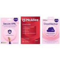 Mcafee LiveSafe (1 year for unlimited devices), Cloud Backup (4 TB, 3 years) & Secure VPN (1 year subscription, Download) Bundle