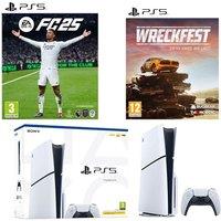 PlayStation 5 (Model Group - Slim), Wreckfest & EA Sports FC 25 Bundle, White