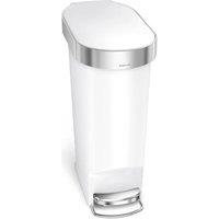 SIMPLEHUMAN CW1392 40-litre Slim Rectangular Pedal Bin - White